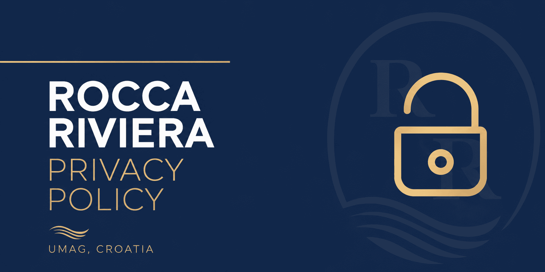 Rocca Riviera privacy policy banner with lock icon for luxury apartments in Umag Croatia